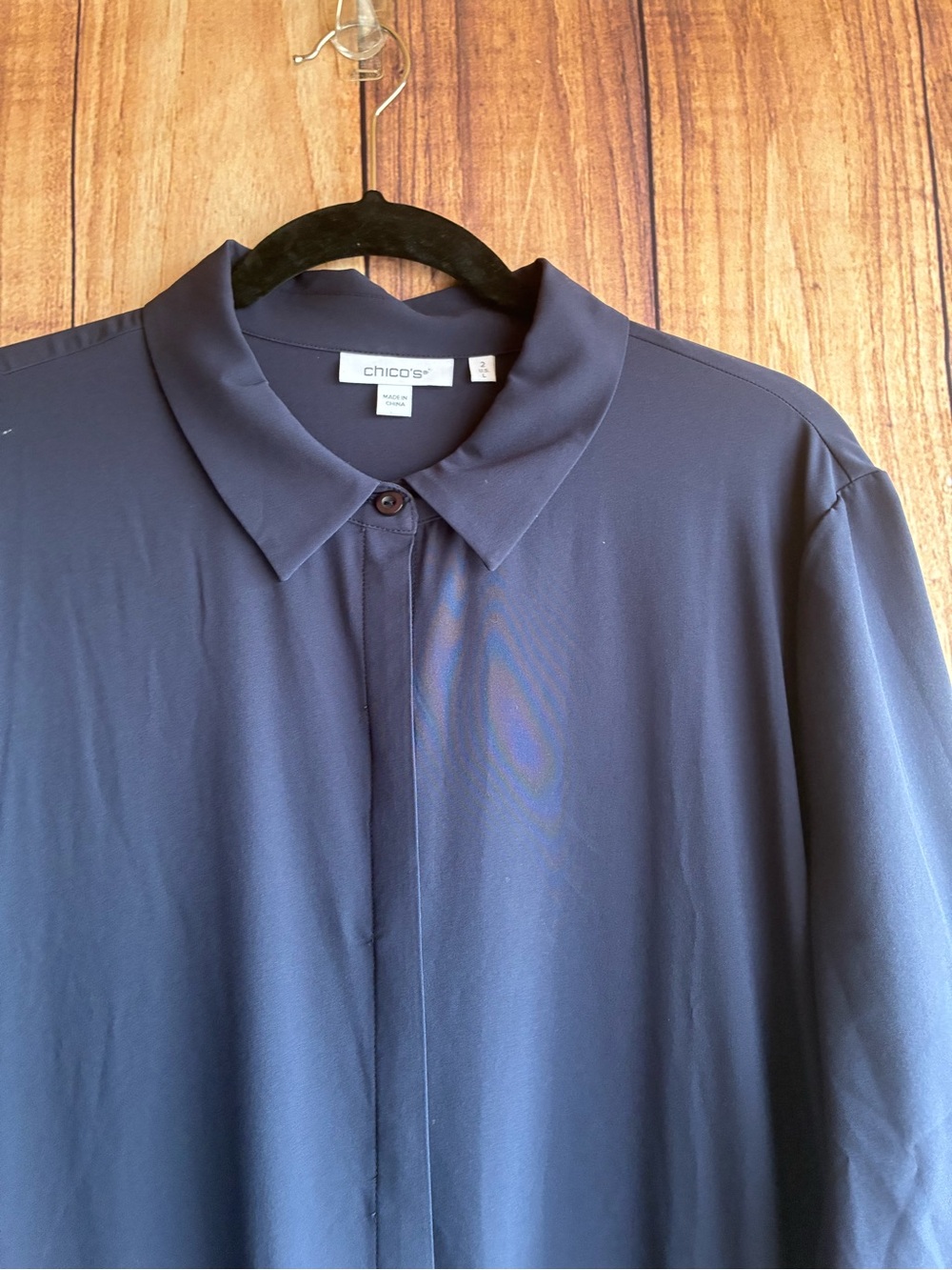 CHICO’S Navy Embroidered Bottom Bungee Dress Size Large (2) - Picture 3 of 9